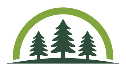 Three pine trees under green arch Vector