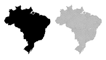 Fototapeta premium Brazil Map Silhouette and Geometric Dotted Outline Isolated on White – Vector Illustration