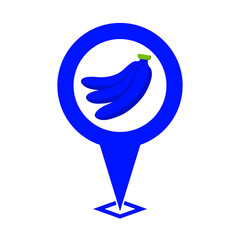 blue cute banana location pin icon