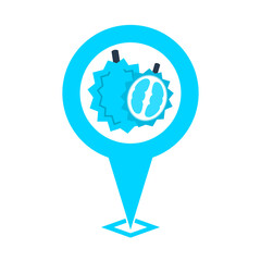 blue cute durian location pin icon