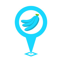 blue cute banana location pin icon
