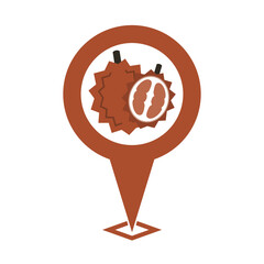 brown cute durian location pin icon