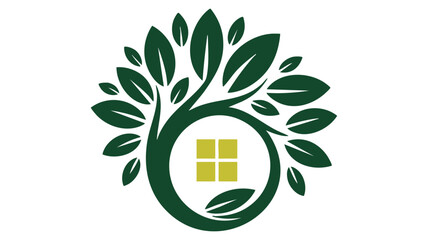 Green tree with yellow square Vector