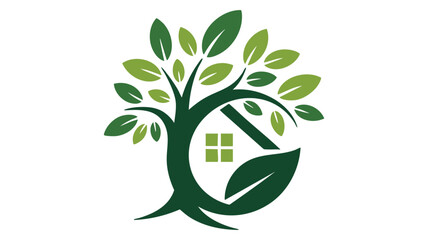 Tree with house symbol Vector
