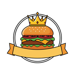 A burger with crown vector art illustration  