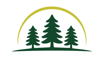 Three pine trees under golden sun Vector