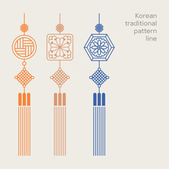 Traditional Korean Ornaments and Tassels Line Art