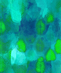 Hand-Painted Leaf Pattern &ndash; Botanical Watercolor Background with Organic Texture