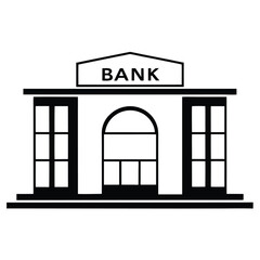 Flat Icon Of Classical Building Structure, Column With Dollar Sign In Center, Finance