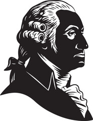Silhouette profile portrait of a historical figure in powdered wig © MDRAYHAN