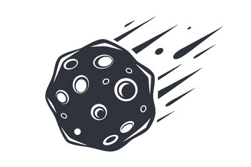 Monochrome Celestial Meteors Black & White Space Rocks with Streaking Tails Element © Shipon