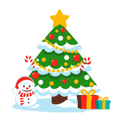 Naklejka premium Vector Christmas Tree with Gifts