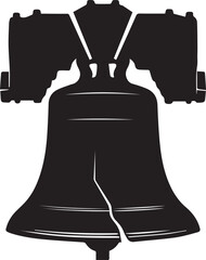 Iconic silhouette of the liberty bell in black and white © MDRAYHAN