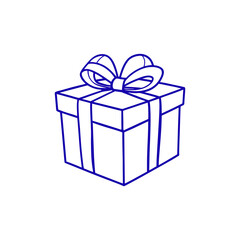 Obraz premium Blue gift box with bow isolated on transparent background