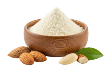 Almond flour in a bowl transparent background cutout png