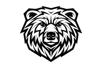 Bear Head Outline Wildlife Animal Minimalist Black and White Bold Design