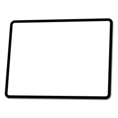 Silver tablet pc template for mockup. No background. Empty screen. Only frames. png. Isometric view