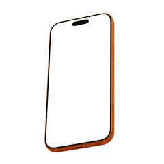 Cosmic orange smartphone mockup template. No background. Empty screen. Only frames. png. Isometric