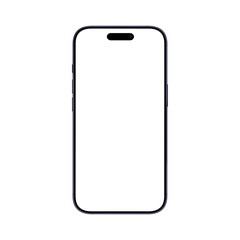 Deep blue smartphone mockup template. No background. Empty screen. Only frames. png