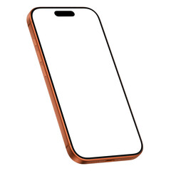 Cosmic orange smartphone mockup template. No background. Empty screen. Only frames. png. Isometric