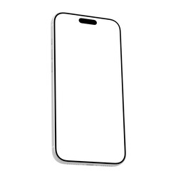 Silver smartphone mockup template. No background. Empty screen. Only frames. png. Isometric