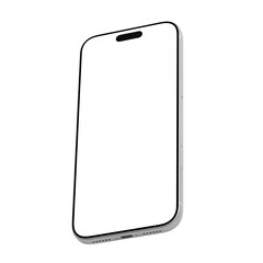 Silver smartphone mockup template. No background. Empty screen. Only frames. png. Isometric
