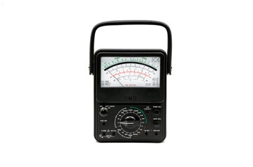 Obraz premium Black analog multimeter on a white background