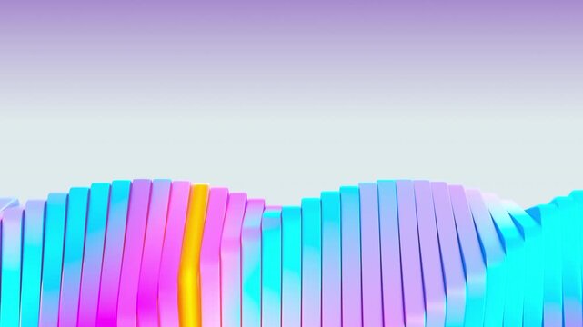 Moving 3D blocks with copy space. Colorful bars in a rhythmic wave motion. 4K Seamless loop for tech backgrounds, modern digital marketing, social media, and y2k style video projects