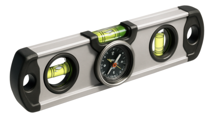 Magnetic level with integrated compass, ideal for navigation tasks.