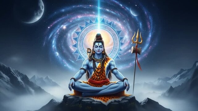 Maha Shivratri festival celebration hindu lord god shiva in Magical lights background