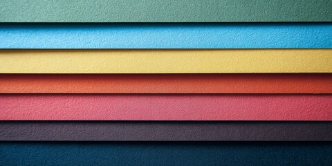 Stacked layers of richly textured material display a sequence of vibrant colors.