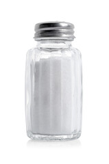 One shaker with salt isolated on white