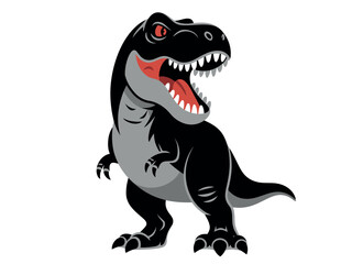 Obraz premium Cartoon Angry Black T-Rex Dinosaur