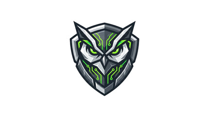 Cybernetic Owl Tech Wise Guard Mascot Logo
