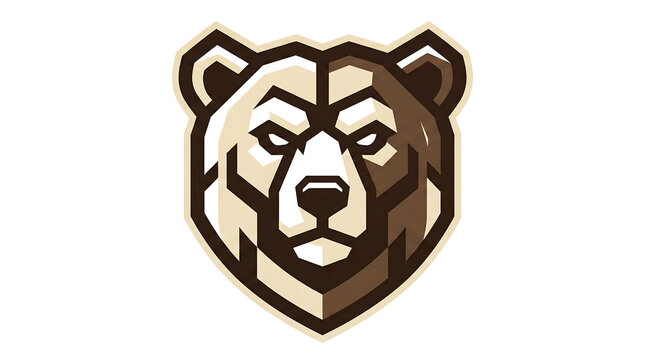 Grizzly Bear Head Shield Professional Mascot Logo