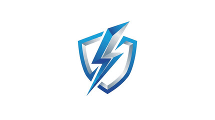 Electric Lightning Bolt Power Shield Logo for Speed and Energy Brands