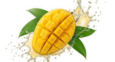 Freshly cut mango with splash