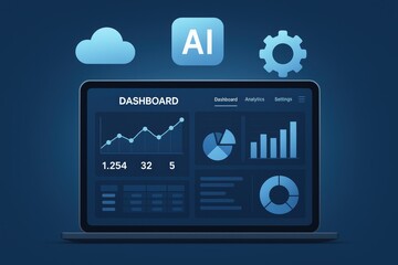 Fototapeta premium Ai dashboard analytics business insights digital environment data visualization technology overview