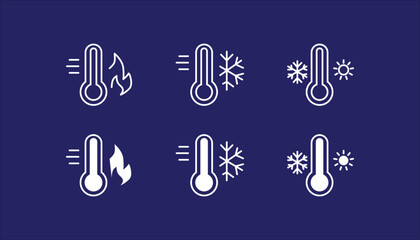 Hot and cold temperature icon. Thermometer with snowflake and sun vector illustration. Weather indicator