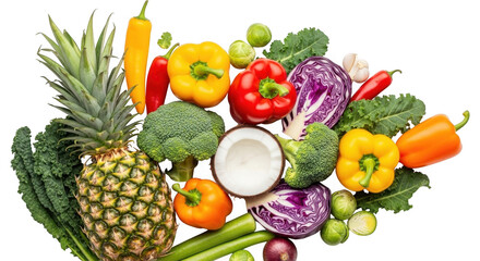 Fresh fruits and vegetables arranged together