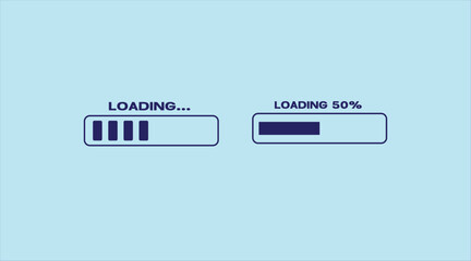 Loading bar illustration with progress indicator on blue background 