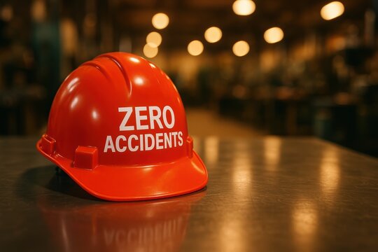 Safety initiatives promoting zero accidents in industrial workplaces business environment close-up view