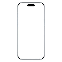 Sky blue smartphone mockup template. No background. Empty screen. Only frames. png