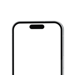 White smartphone mockup template. No background. Empty screen. Only frames. png. Close-up view. Isometric