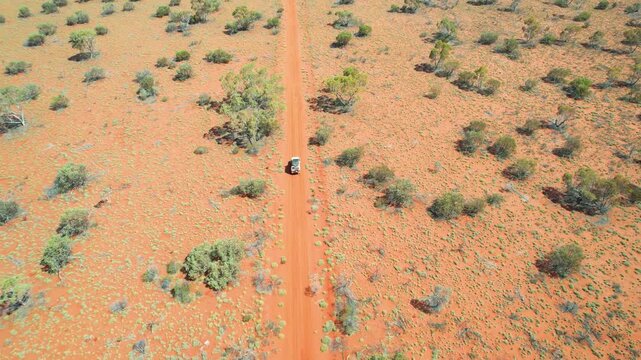 Driving across the country in Australian desert outback