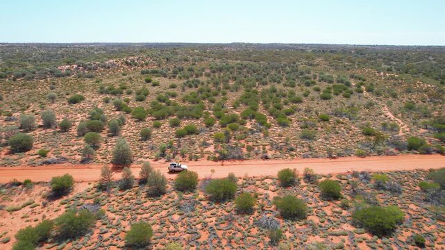 Driving across the country in Australian desert outback