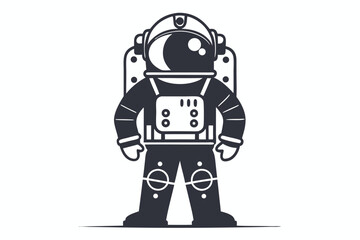 Silhouette Astronaut Holding a Flag in Space with Starry Sky and Minimalist Style