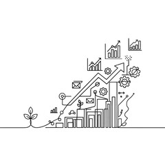 Ascending Innovation: Conceptual Growth Trajectory Depicted in Simple Line Art