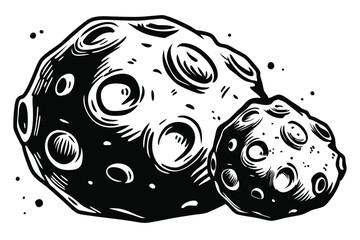 Monochrome StoneLike Sphere with Craters, Isolated on White, Abstract Pattern Design