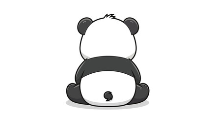 Cute cartoon panda sitting with its back to the viewer simplistic design © TasnimHossen